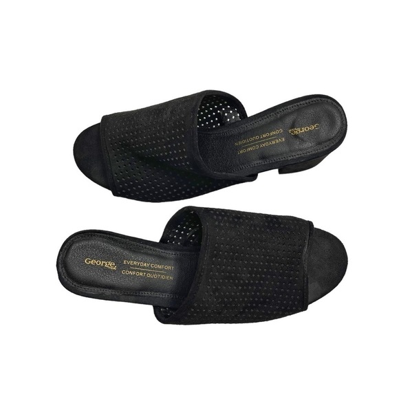 George Mules black Peep Toe slide fits 8 - 8.5 US heels - Picture 10 of 11